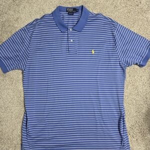 Ralph Lauren Blue and White Striped Polo Shirt